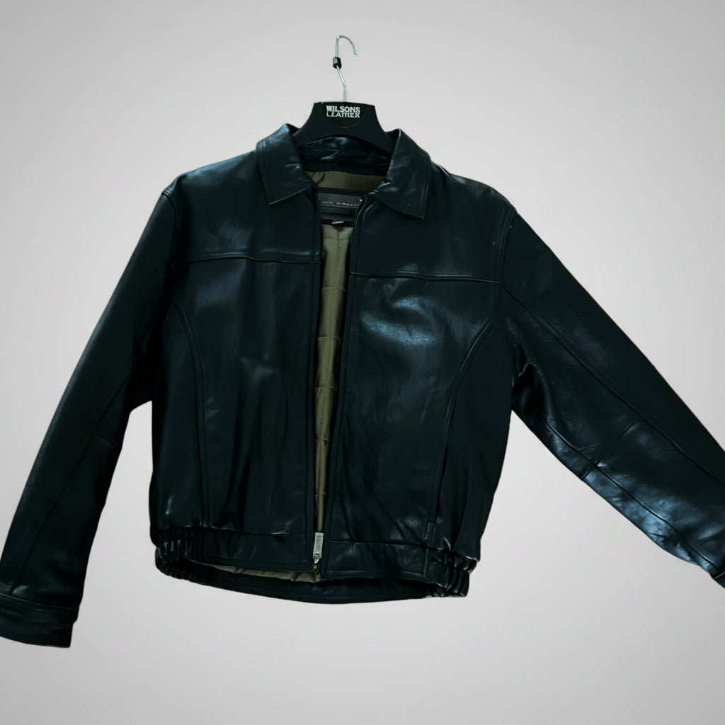 Mens - Medium Black Leather Jacket - Wilson Brand